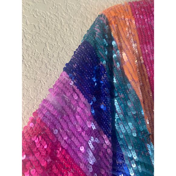 Show Me Your Mumu Kidman Mini Dress in Neon Stripe Sequins S - Picture 8 of 10